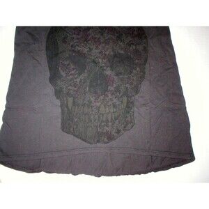 New Womens T The Squad Top Tee Skull Flowers Black Dark Gray Sleeveless M USA